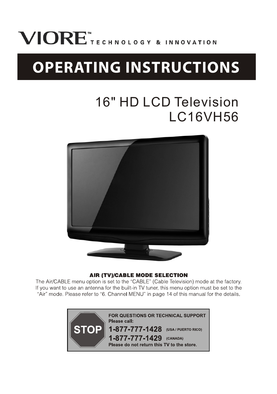 VIORE LC16VH56 User Manual | 17 pages