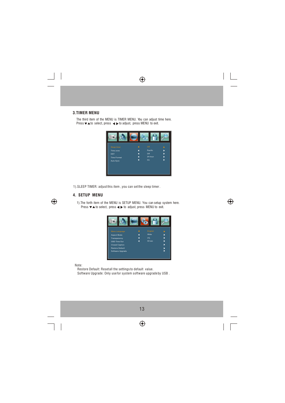 Т³гж 14, Timer menu, Setup menu | VIORE PLC7V96 User Manual | Page 14 / 22