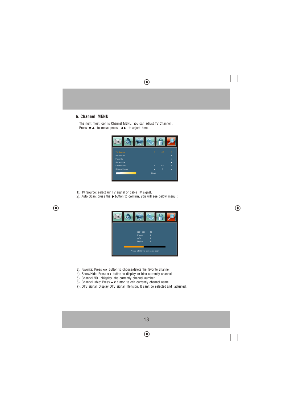 Т³гж 19, Channel menu | VIORE PLC7V96 User Manual | Page 19 / 22