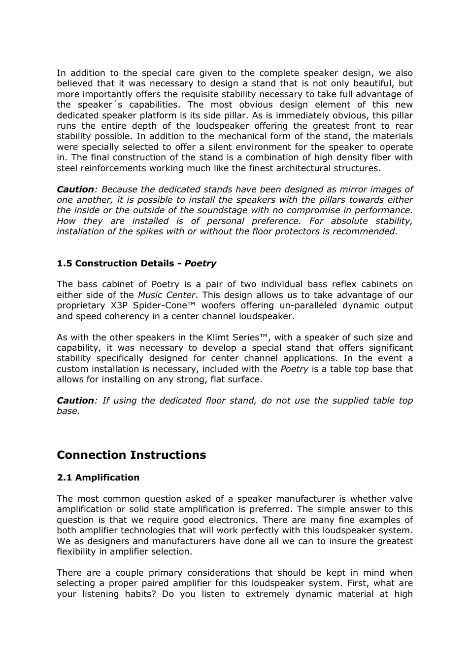 Connection instructions | Vienna Acoustics Klimt The Kiss User Manual | Page 5 / 13