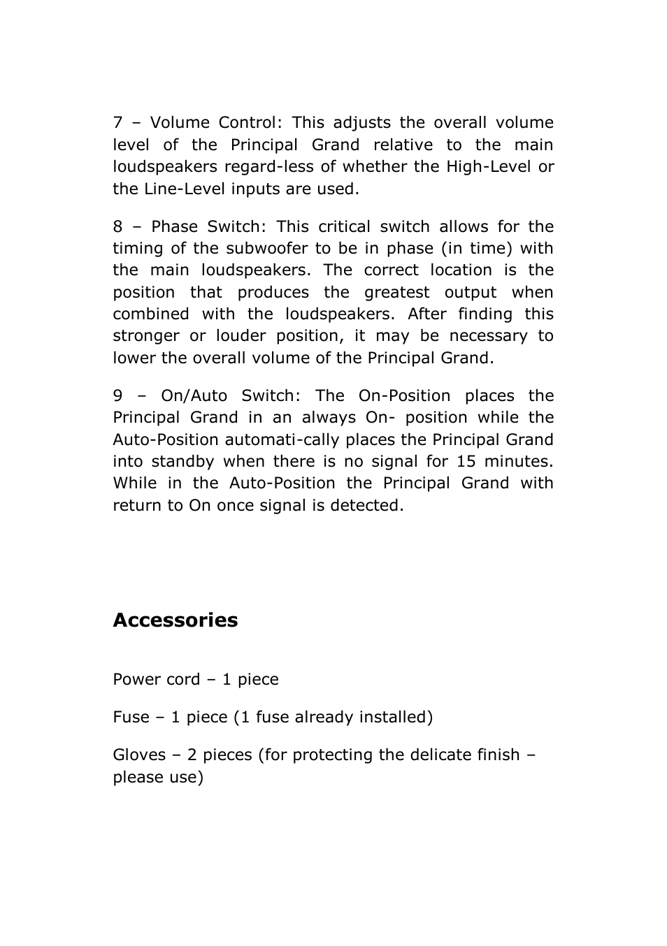 Accessories | Vienna Acoustics Principal Grand User Manual | Page 8 / 12