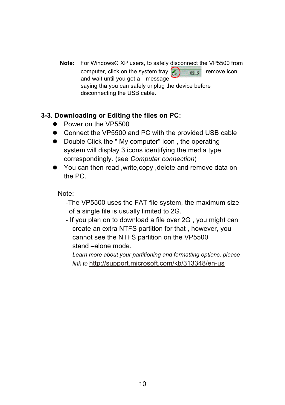 VOSONIC Portable Photo Storage VP5500 User Manual | Page 10 / 31