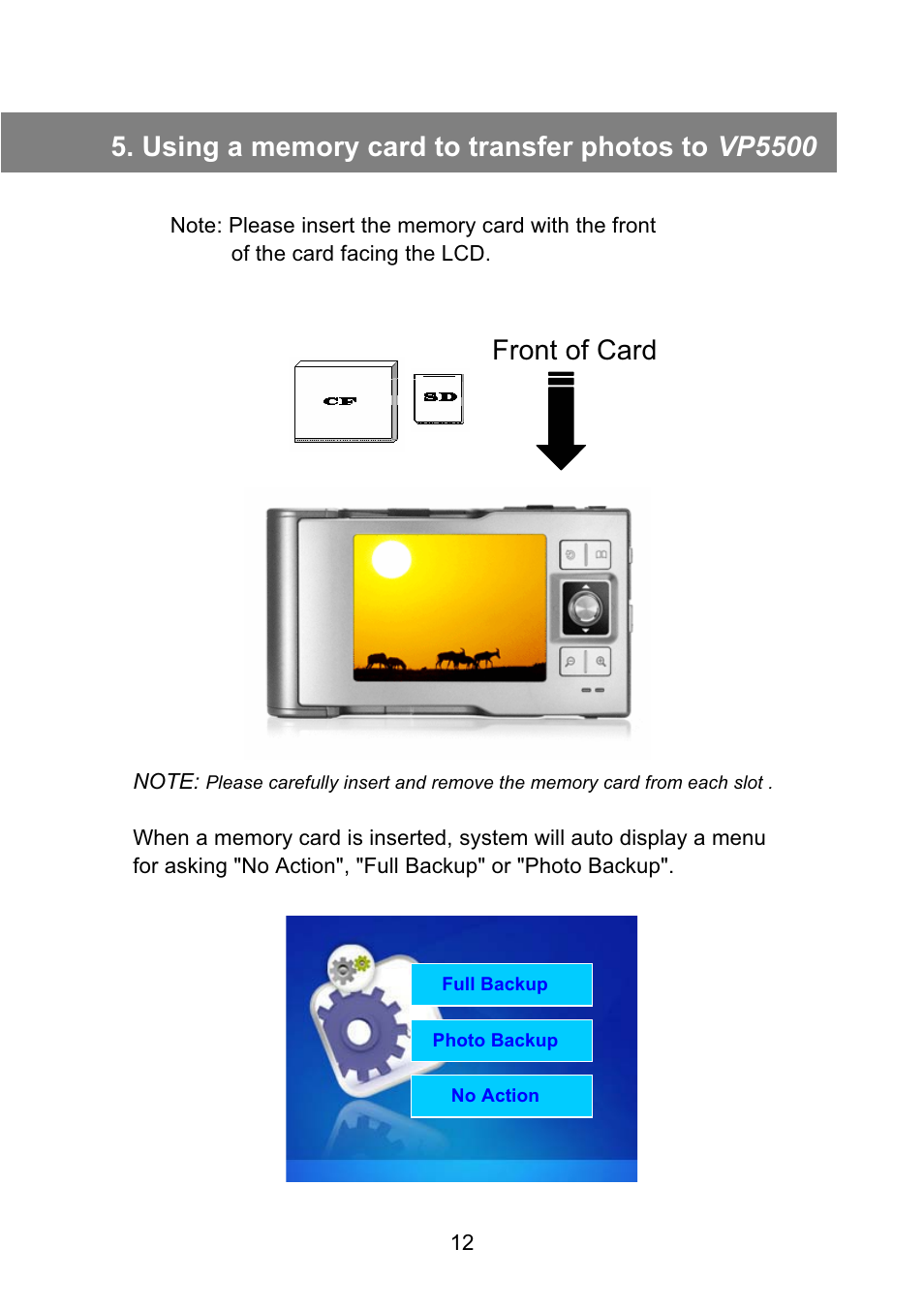 VOSONIC Portable Photo Storage VP5500 User Manual | Page 12 / 31