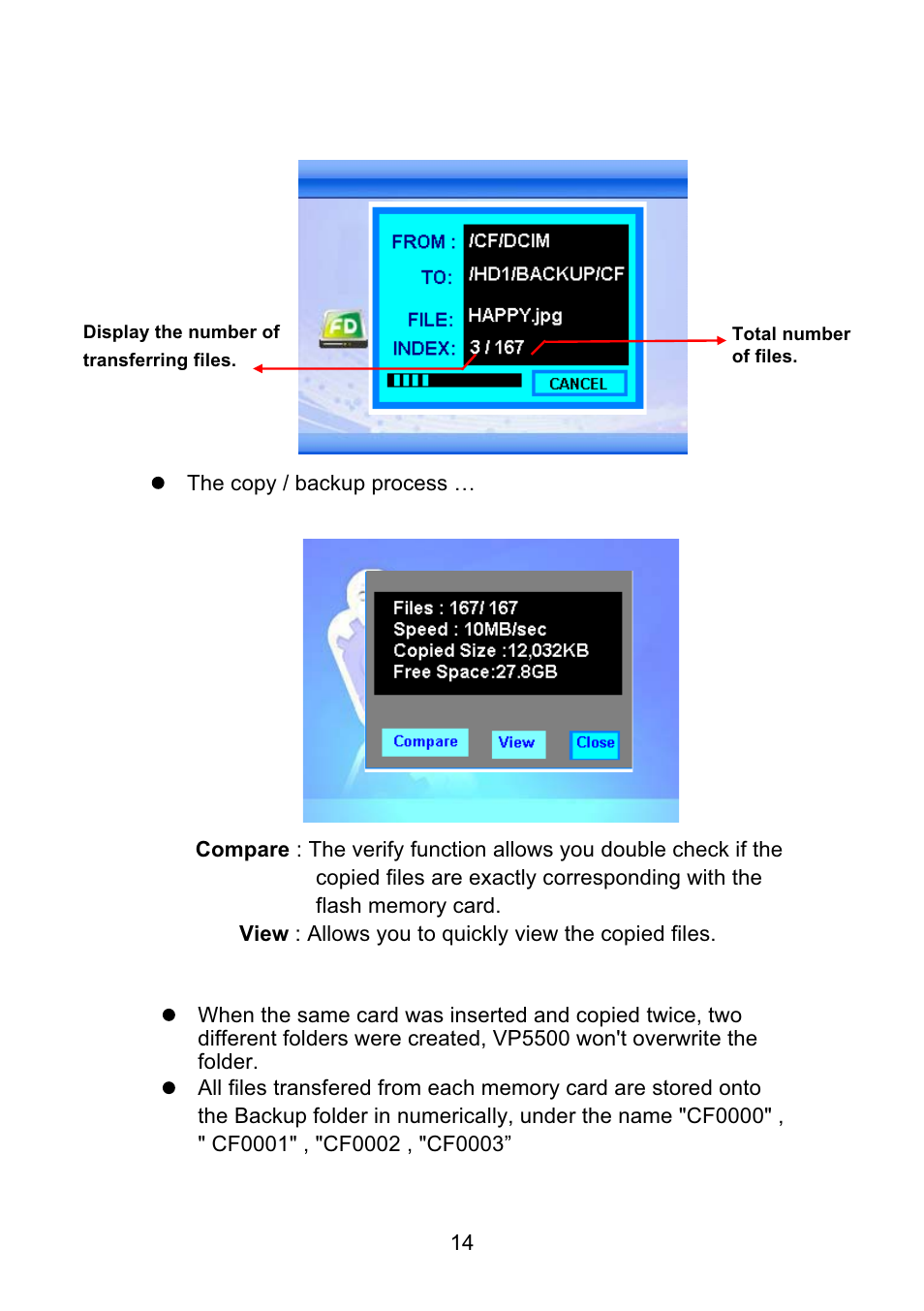 VOSONIC Portable Photo Storage VP5500 User Manual | Page 14 / 31