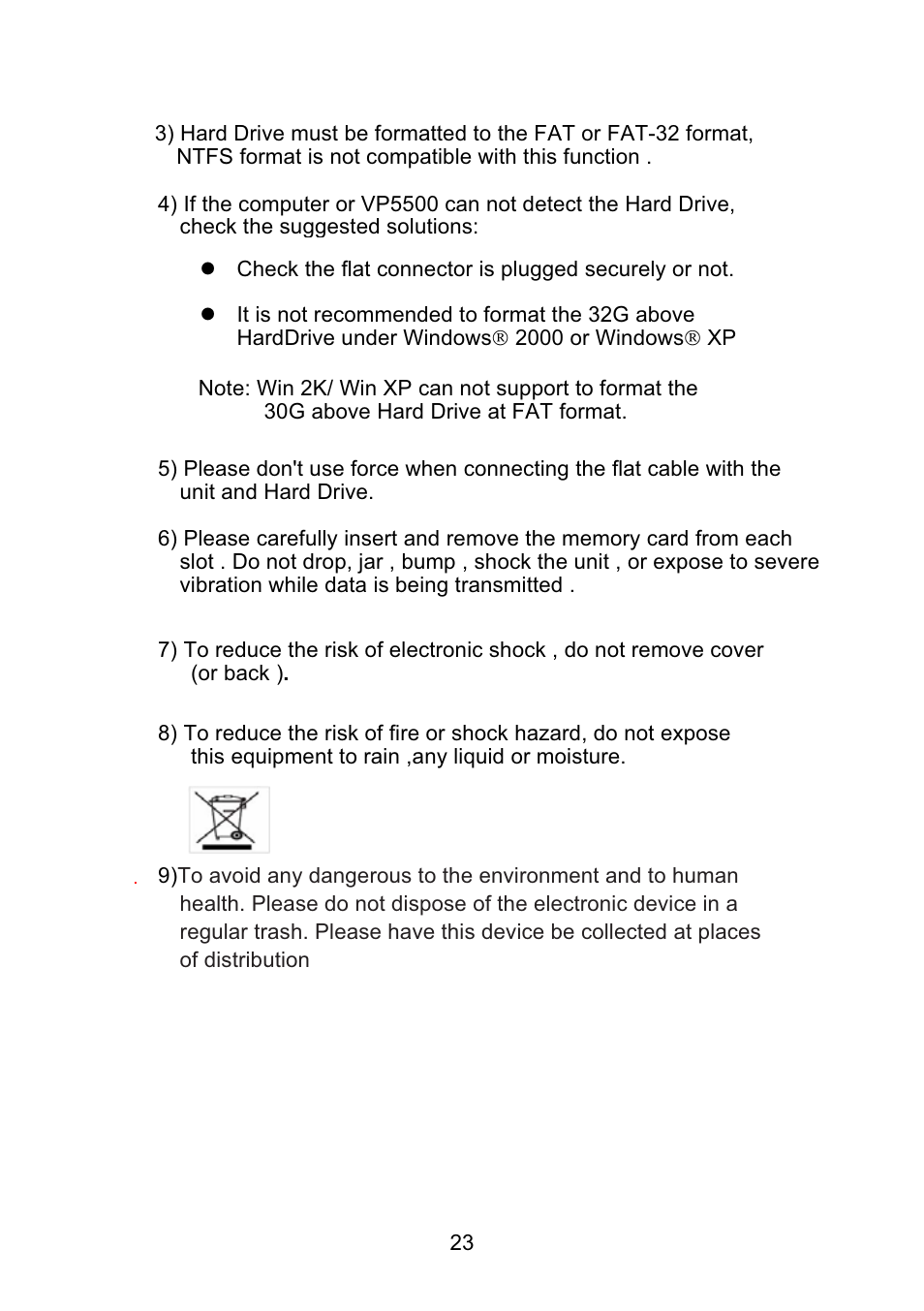 VOSONIC Portable Photo Storage VP5500 User Manual | Page 23 / 31