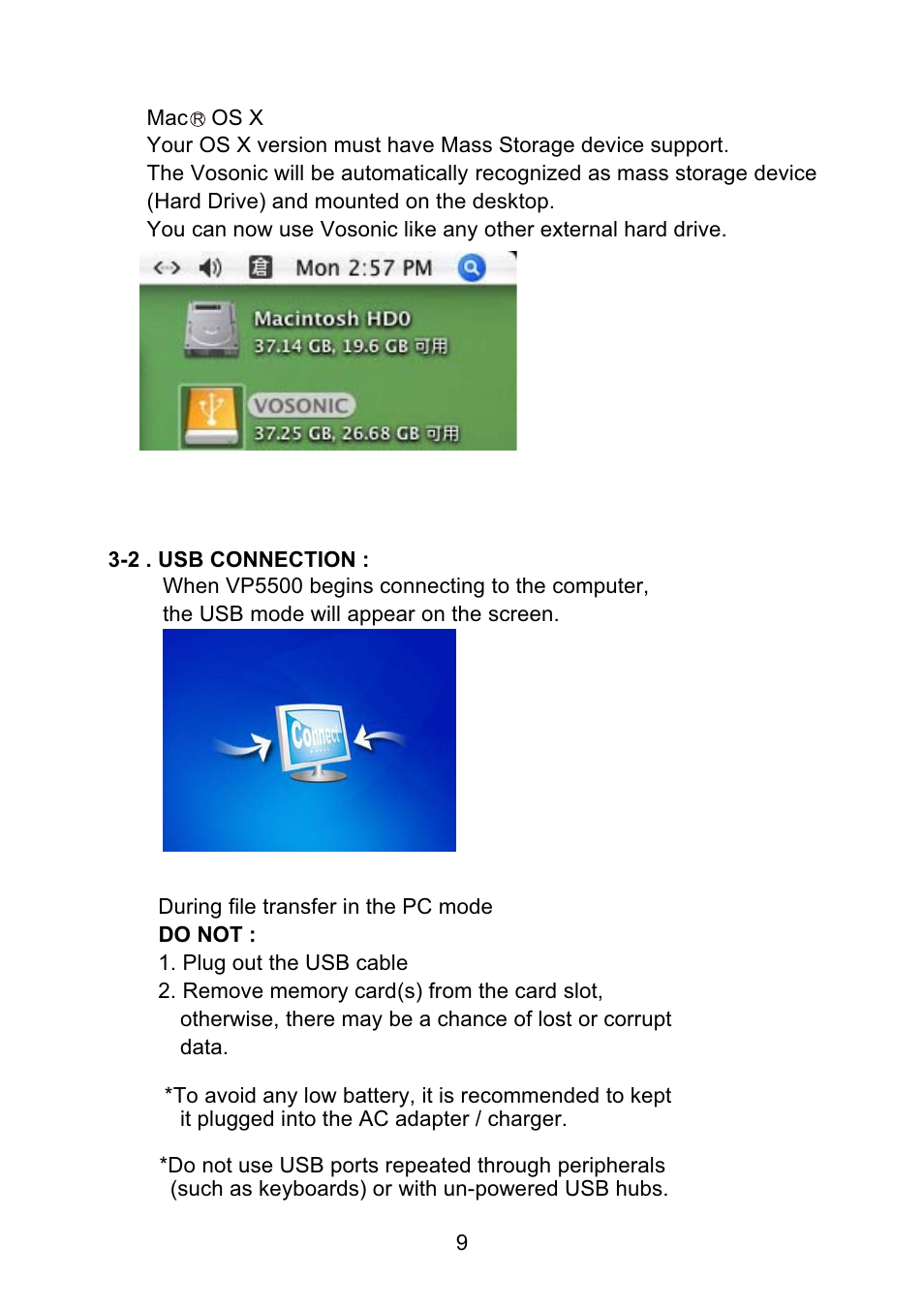 VOSONIC Portable Photo Storage VP5500 User Manual | Page 9 / 31