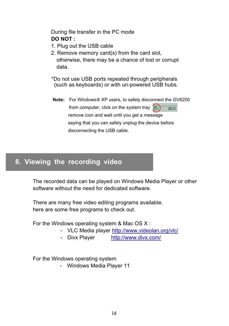 Viewing the recording video | VOSONIC GV6200 User Manual | Page 14 / 22