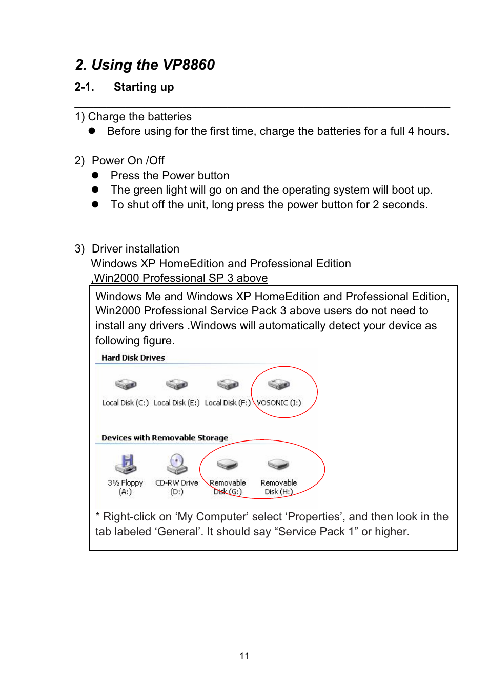 Using the vp8860 | VOSONIC VP8860 User Manual | Page 11 / 40