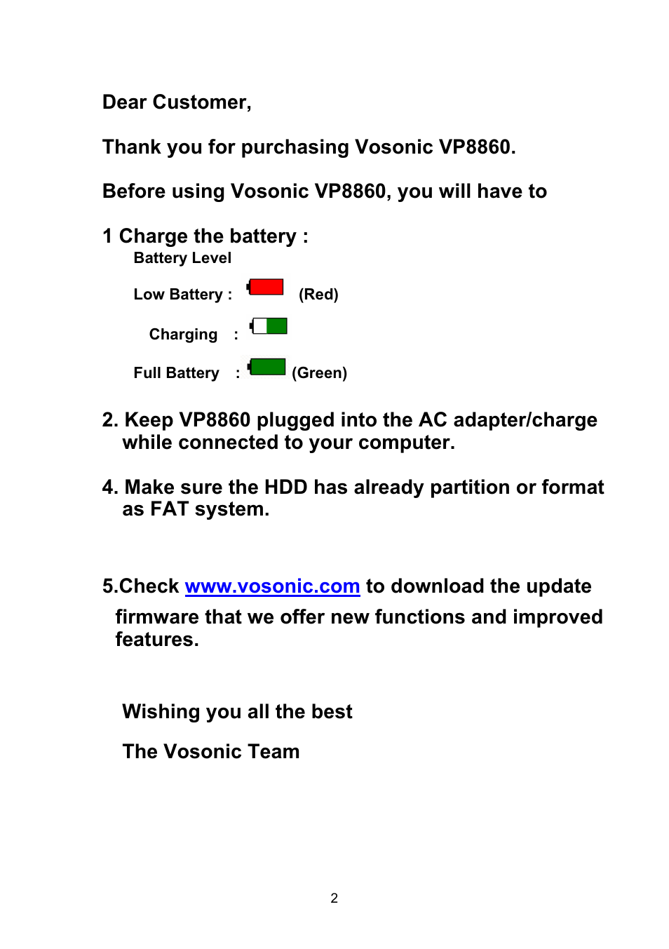 VOSONIC VP8860 User Manual | Page 2 / 40
