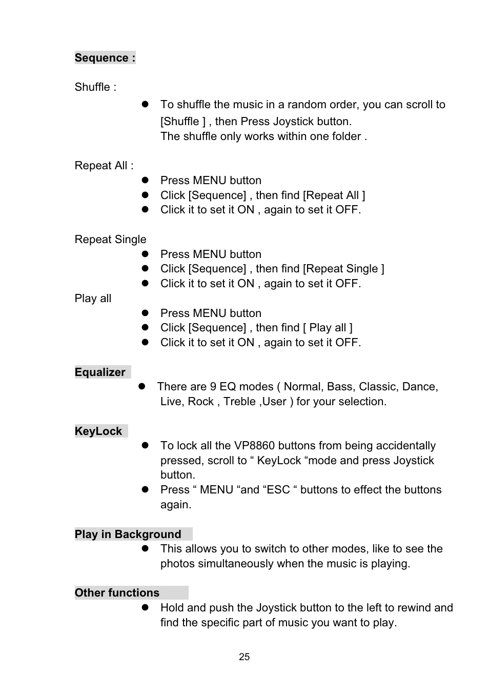 VOSONIC VP8860 User Manual | Page 25 / 40