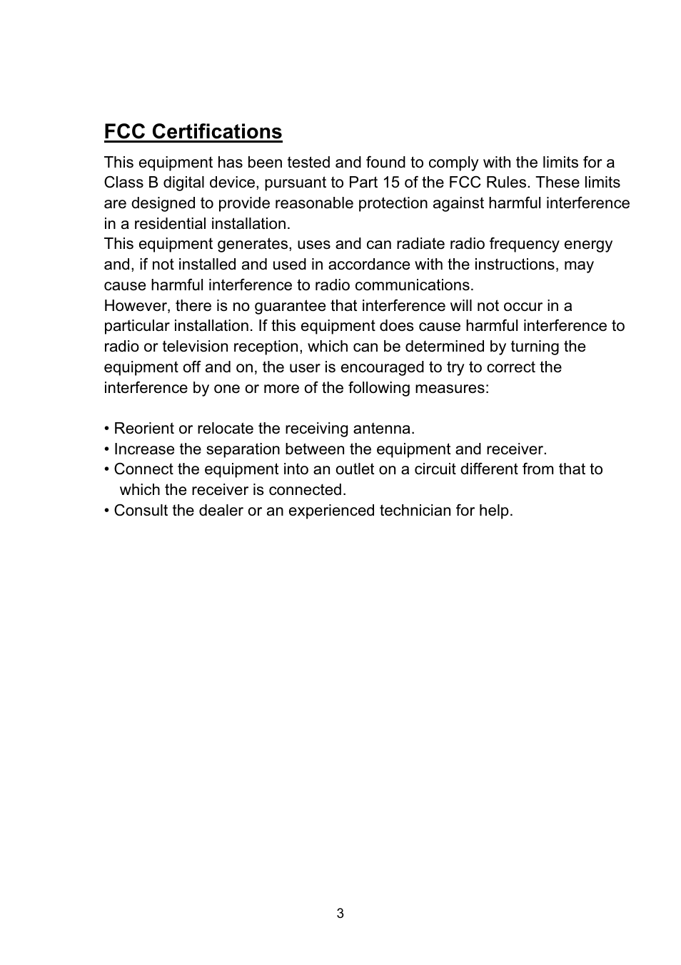 Fcc certifications | VOSONIC VP8860 User Manual | Page 3 / 40