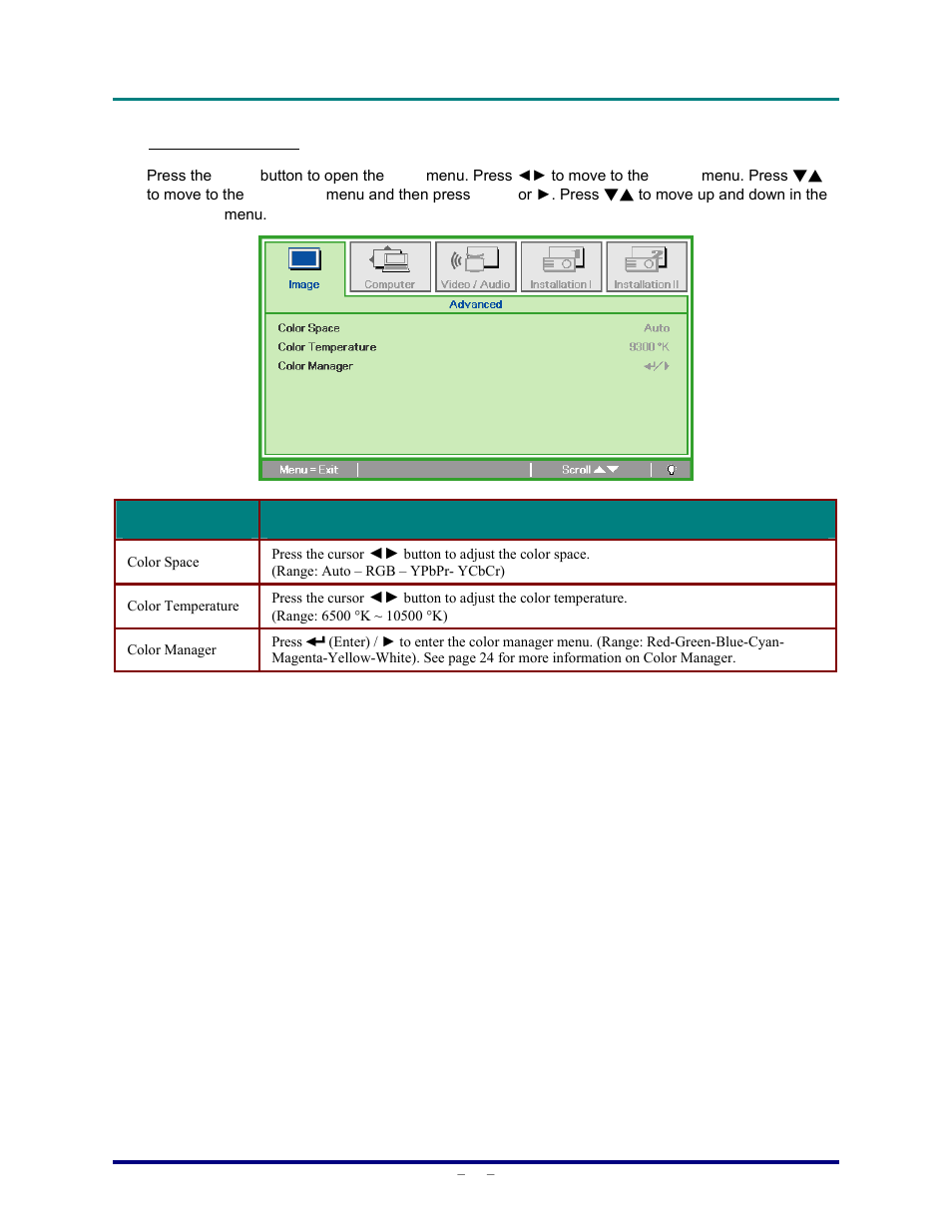 Advanced feature | Vivitek D820MS User Manual | Page 29 / 54