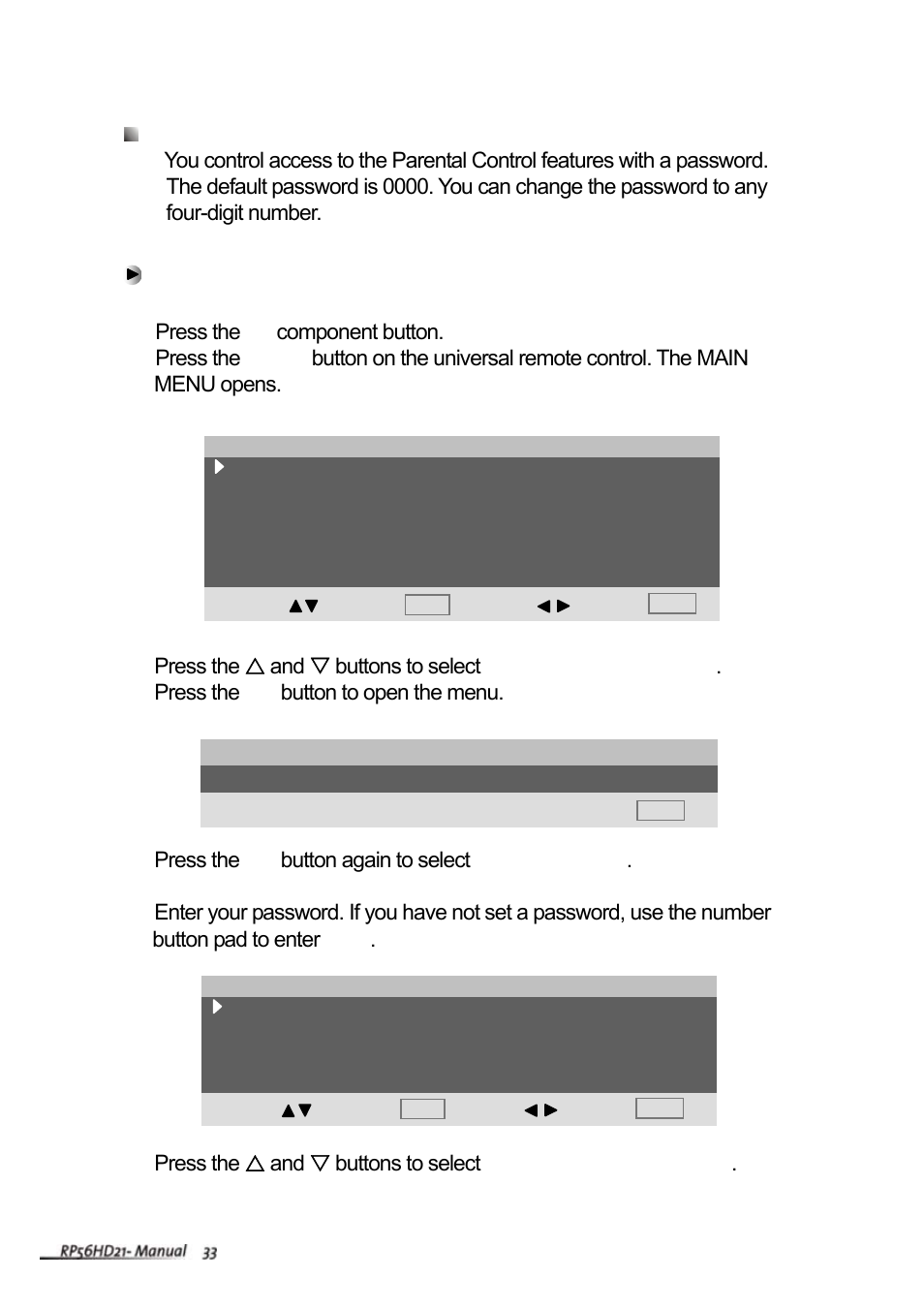 Setting a password | Vivitek RP56HD21-A User Manual | Page 35 / 38