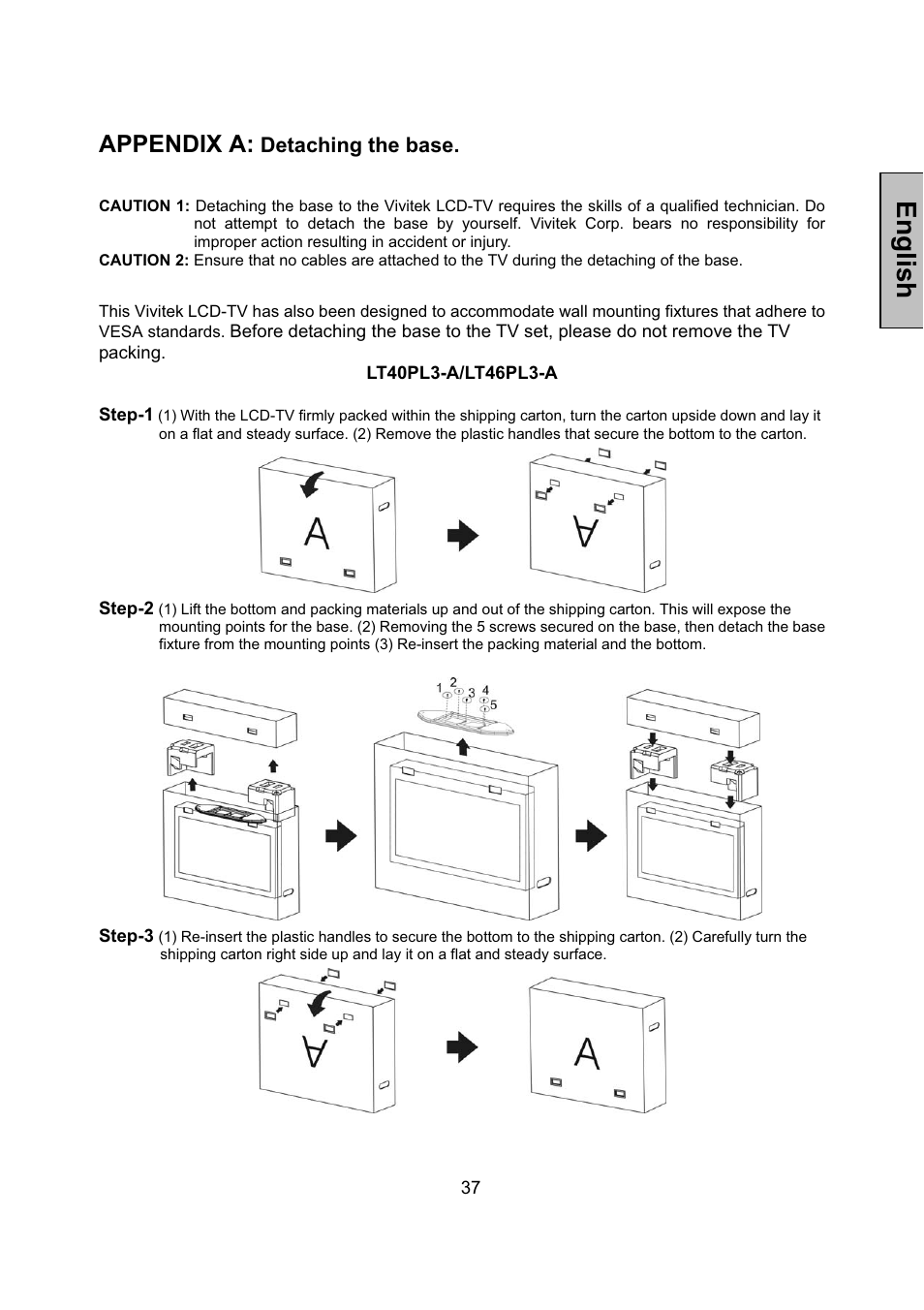 English, Appendix a | Vivitek LCD-TV User Manual | Page 39 / 46