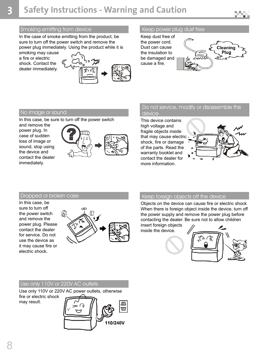 Safety instructions - warning and caution | Vivitek DVR5612 User Manual | Page 9 / 47