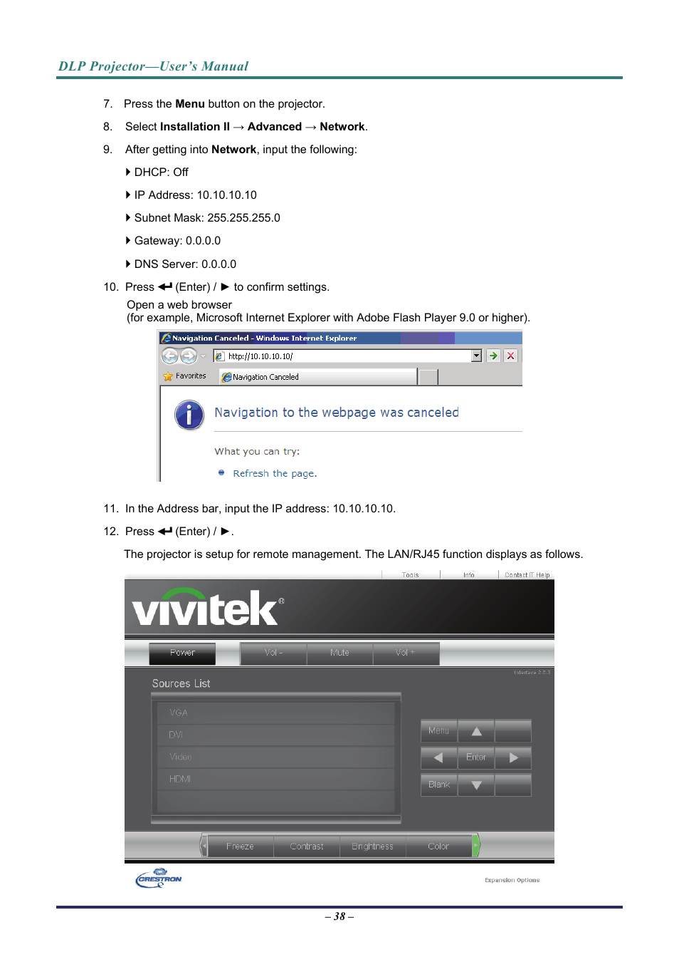 Vivitek D8 User Manual | Page 46 / 64