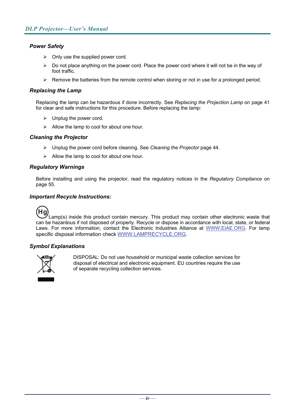 Vivitek D8 User Manual | Page 5 / 64