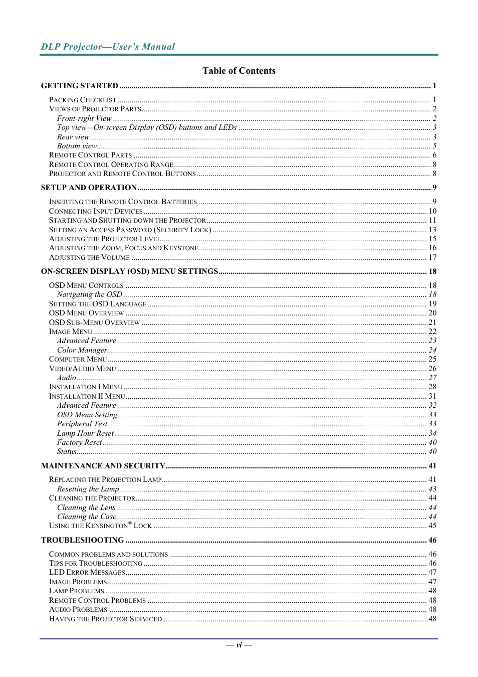 Vivitek D8 User Manual | Page 7 / 64