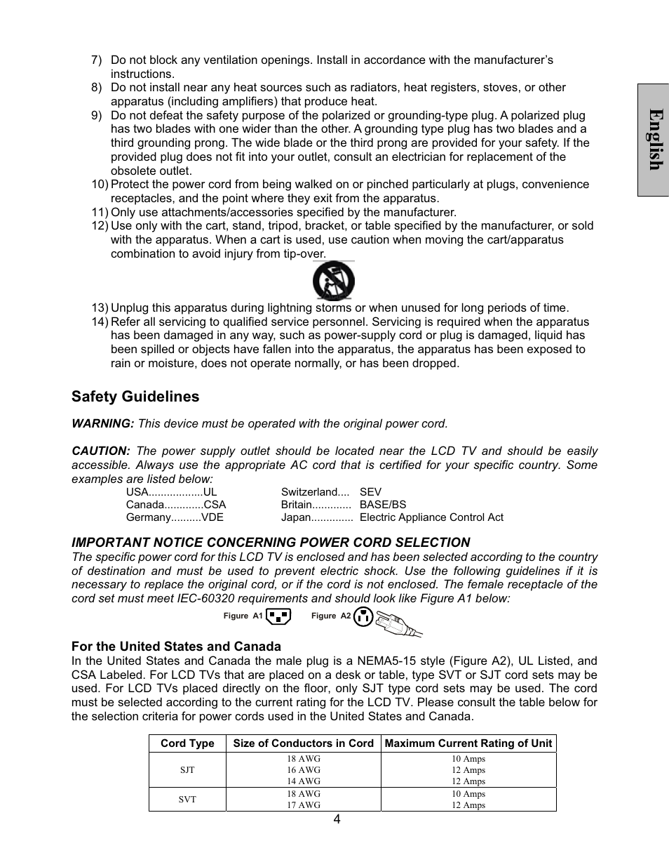 English, Safety guidelines | Vivitek LT32PL3-A User Manual | Page 5 / 45