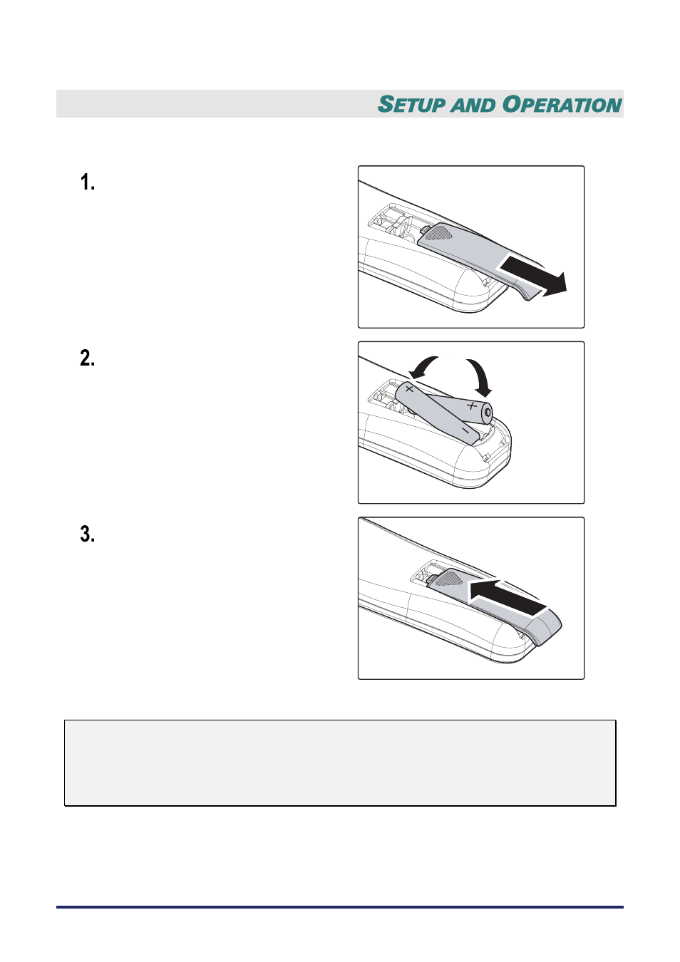 Setup and operation, Inserting the remote control batteries, Nserting the | Emote, Ontrol, Atteries | Vivitek D5500 User Manual | Page 20 / 113