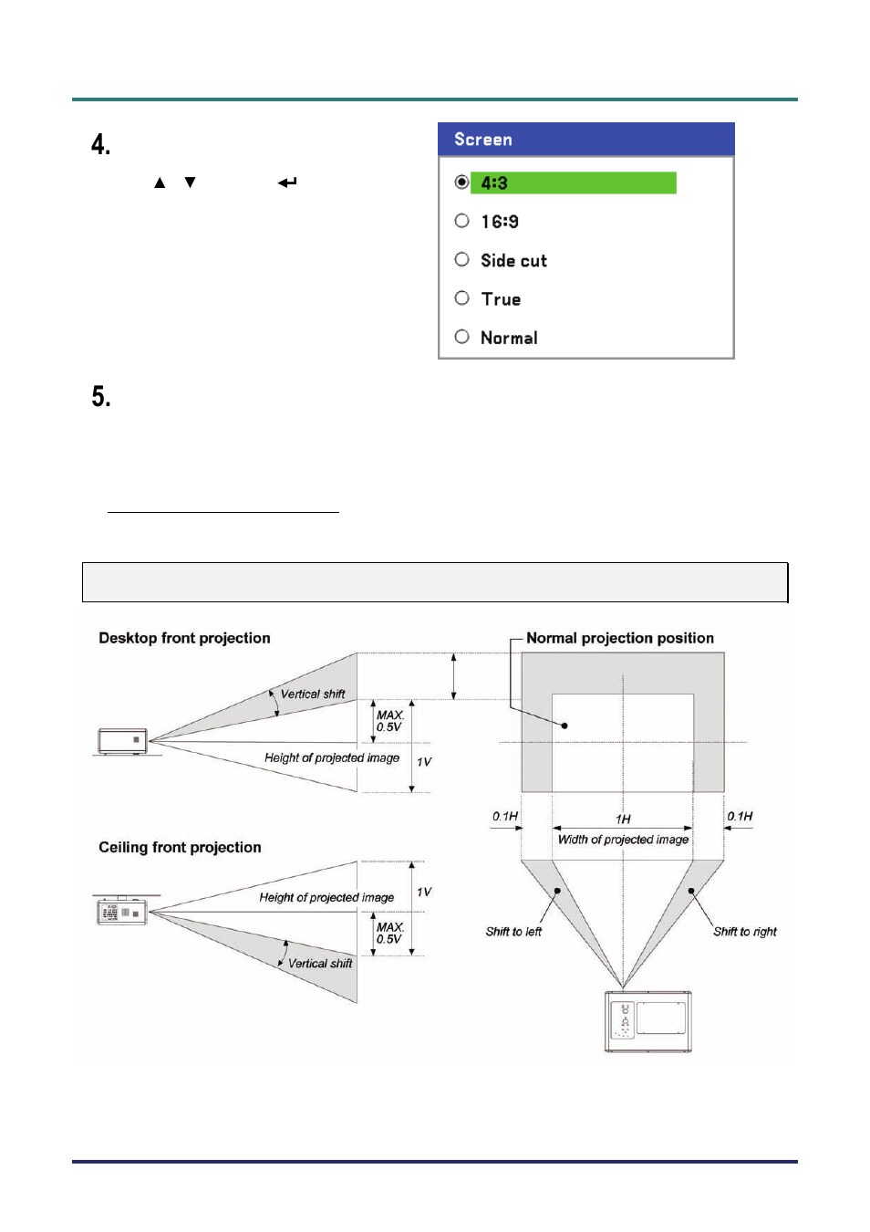 Lens shift adjustable range | Vivitek D5500 User Manual | Page 36 / 113