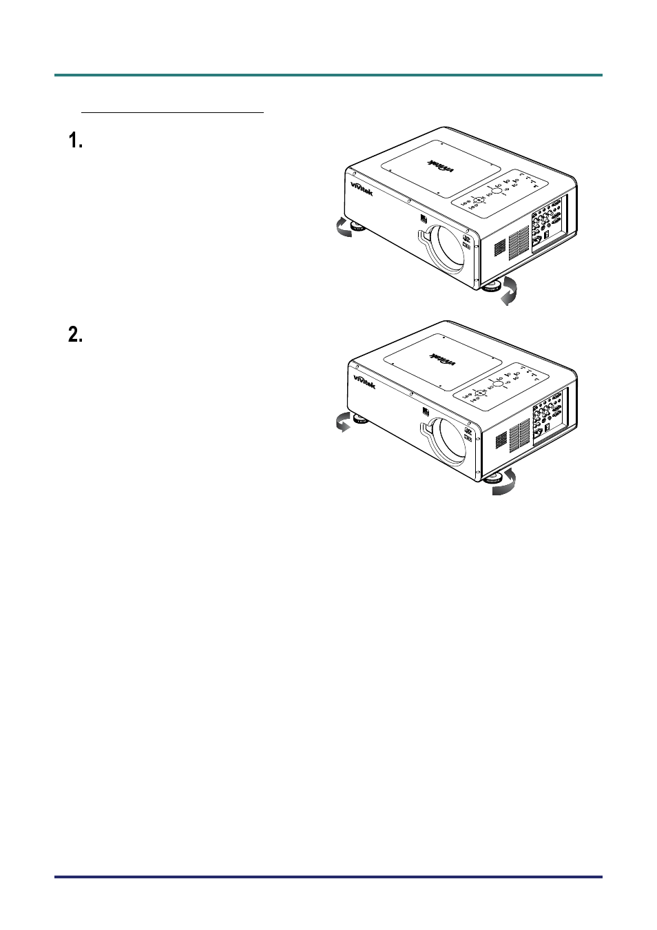 Adjusting the projector level | Vivitek D5500 User Manual | Page 39 / 113