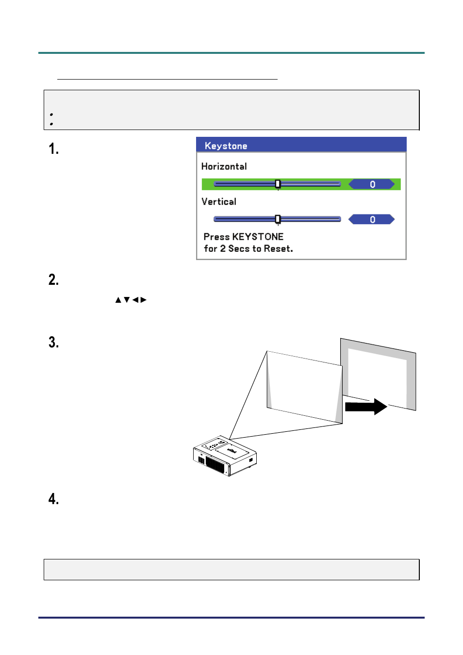 Correcting keystone by using the remote control | Vivitek D5500 User Manual | Page 49 / 113