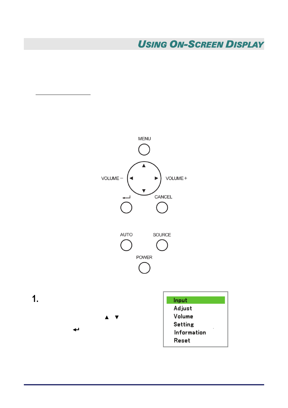 Using on-screen display, Using the menus, Navigating the osd | Sing the, Enus | Vivitek D5500 User Manual | Page 54 / 113