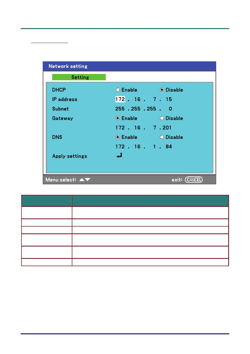 Network setting | Vivitek D5500 User Manual | Page 78 / 113