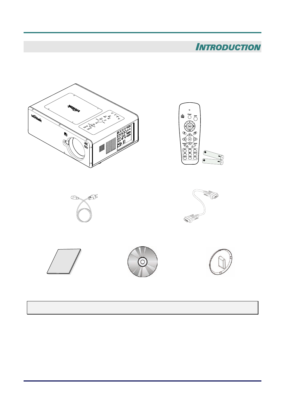 Introduction, Packing checklist, Acking | Hecklist, Ntroduction | Vivitek D5500 User Manual | Page 8 / 113