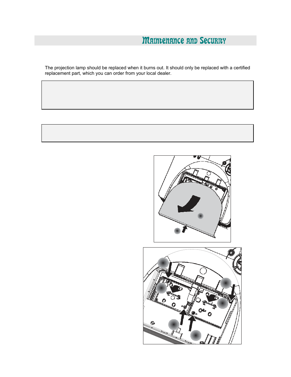 Aintenance and, Ecurity | Vivitek Platinum Series D3355 User Manual | Page 50 / 68