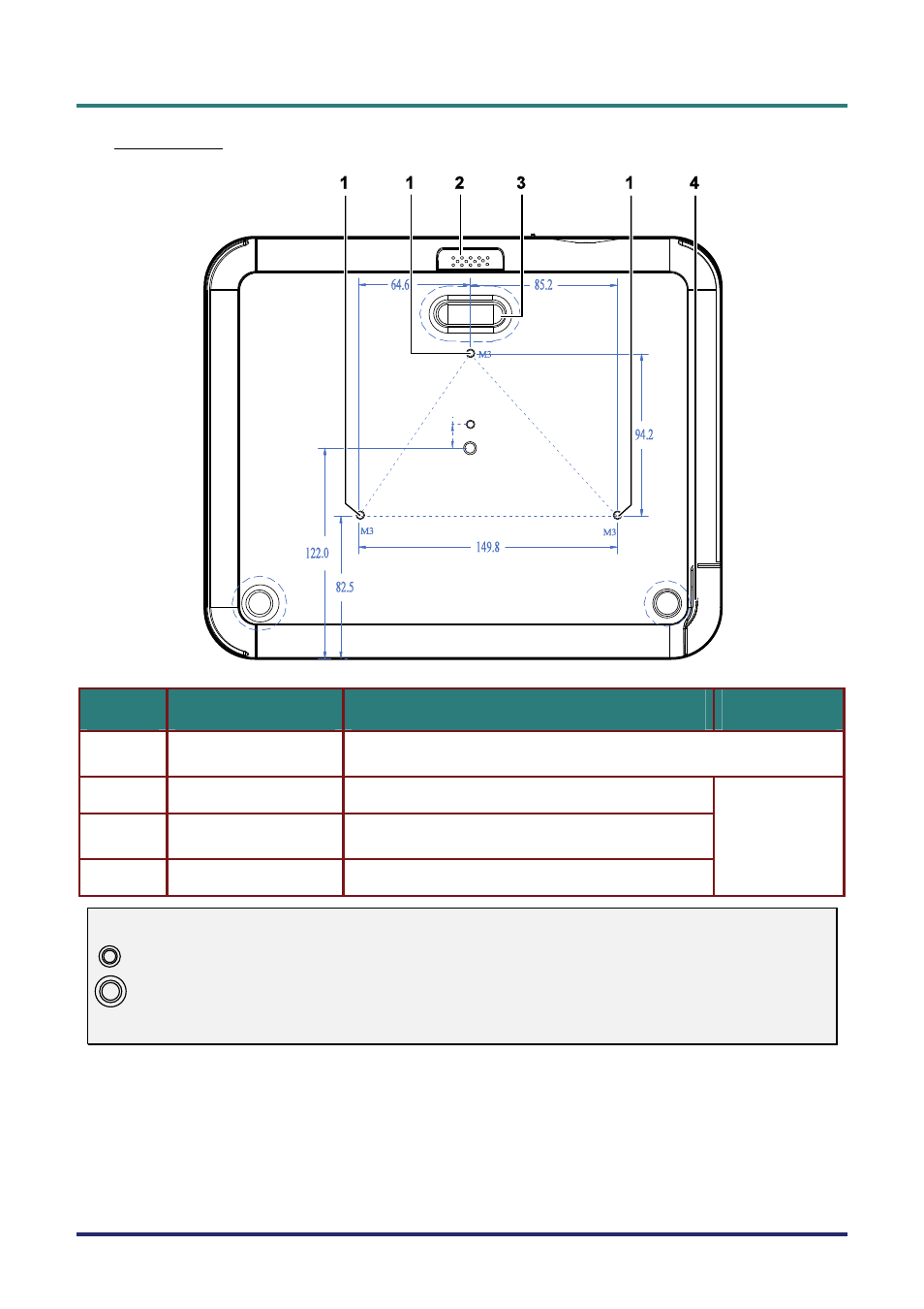 Bottom view | Vivitek D735VX User Manual | Page 11 / 57