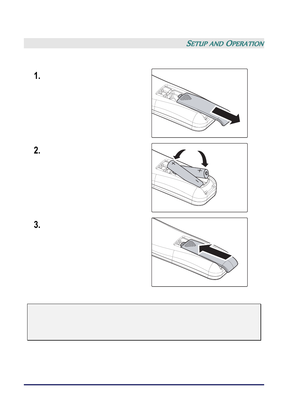 Setup and operation, Inserting the remote control batteries, Nserting the | Emote, Ontrol, Atteries, Etup and, Peration | Vivitek D735VX User Manual | Page 15 / 57