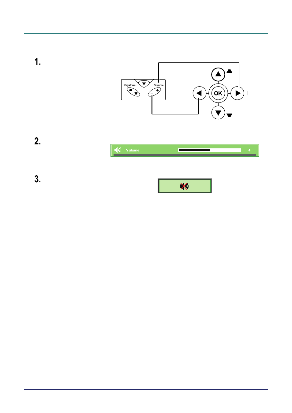 Adjusting the volume, Djusting the, Olume | Vivitek D735VX User Manual | Page 25 / 57