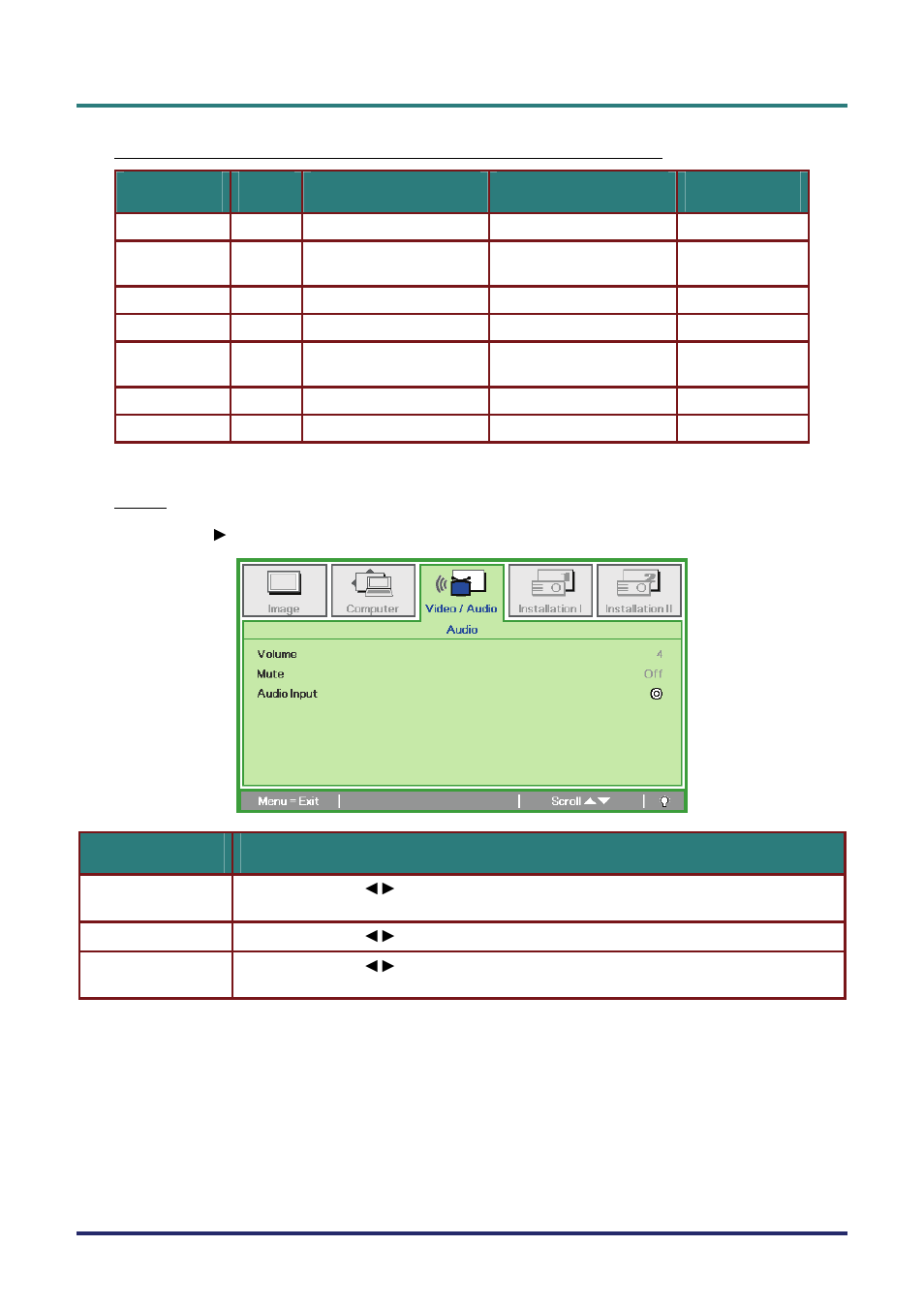 Audio | Vivitek D735VX User Manual | Page 36 / 57