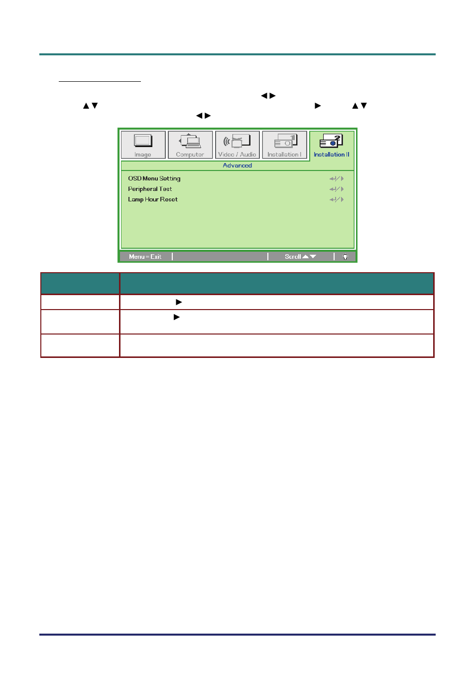 Advanced feature | Vivitek D735VX User Manual | Page 40 / 57