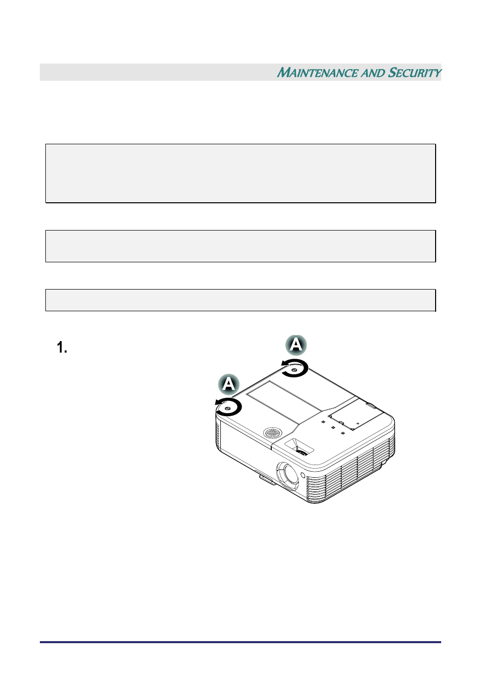 Maintenance and security, Replacing the projection lamp, Rrectly. see replacing the projection lamp on pa | Eplacing the, Rojection, Aintenance and, Ecurity | Vivitek D735VX User Manual | Page 41 / 57