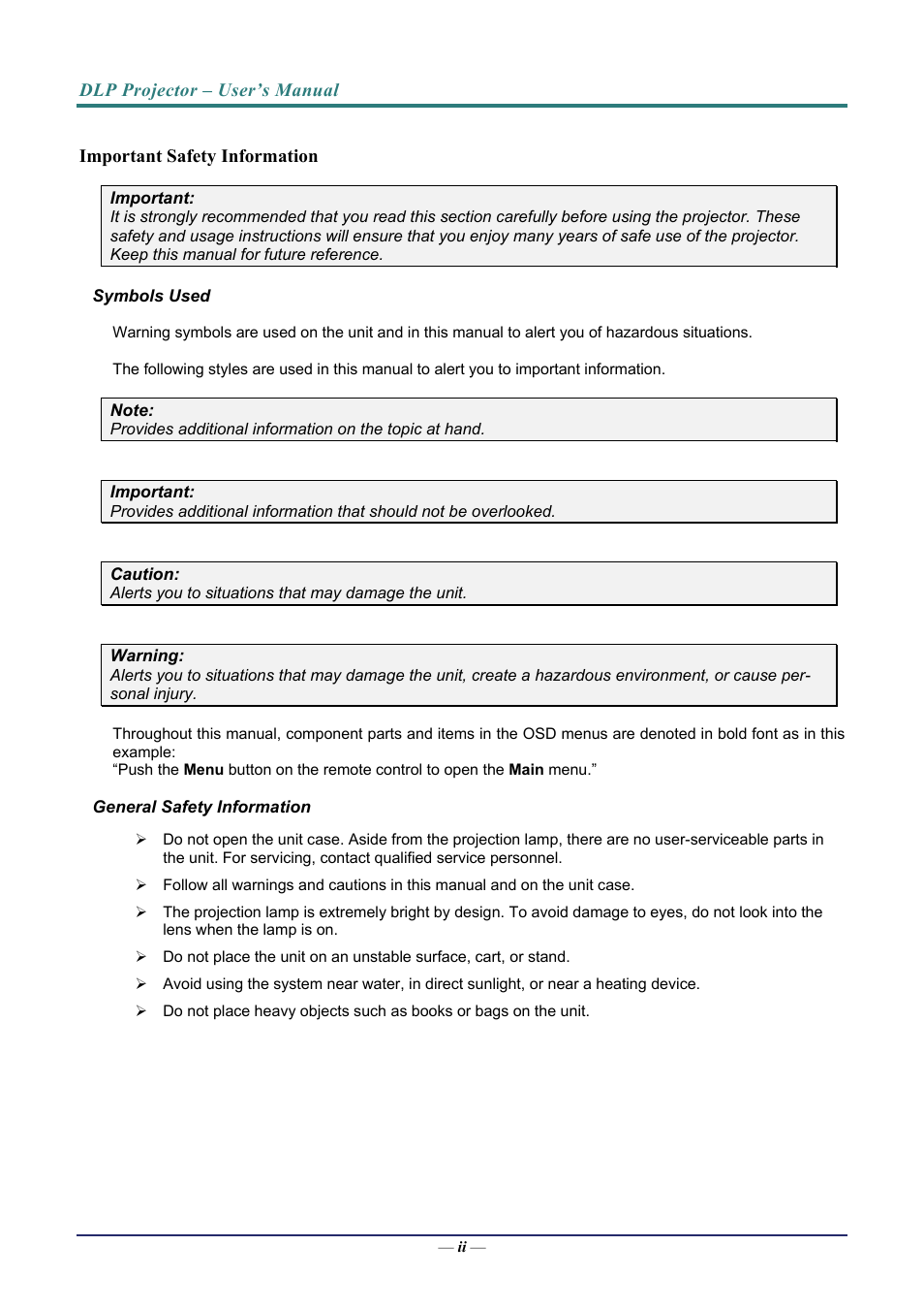 Vivitek D7 User Manual | Page 3 / 63