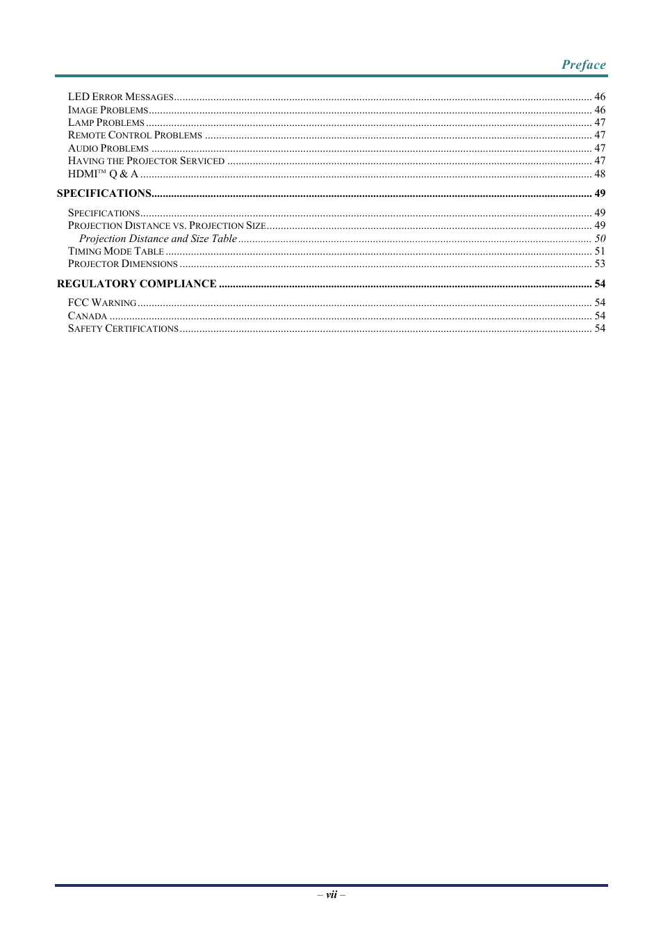 Preface | Vivitek D7 User Manual | Page 8 / 63