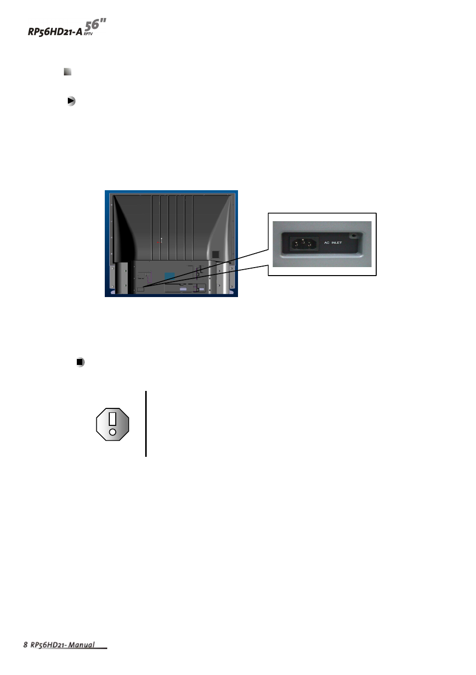 Turning on the main power | Vivitek RP56HD21-A User Manual | Page 11 / 62