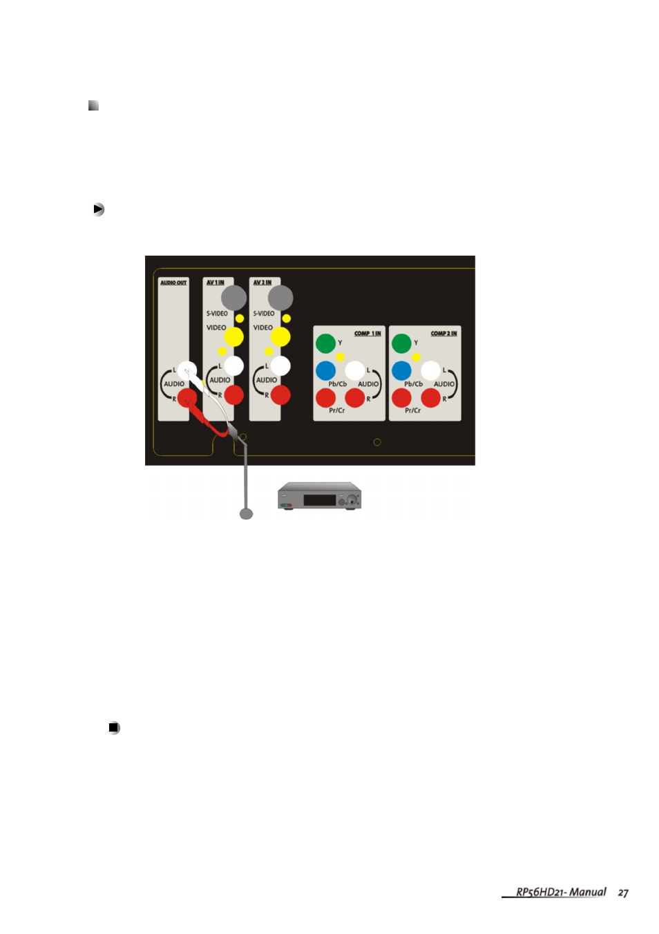 Connecting an external receiver or amplifier | Vivitek RP56HD21-A User Manual | Page 30 / 62