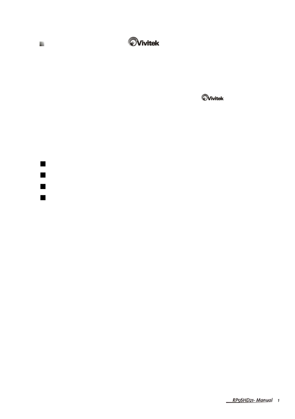 Vivitek RP56HD21-A User Manual | Page 4 / 62