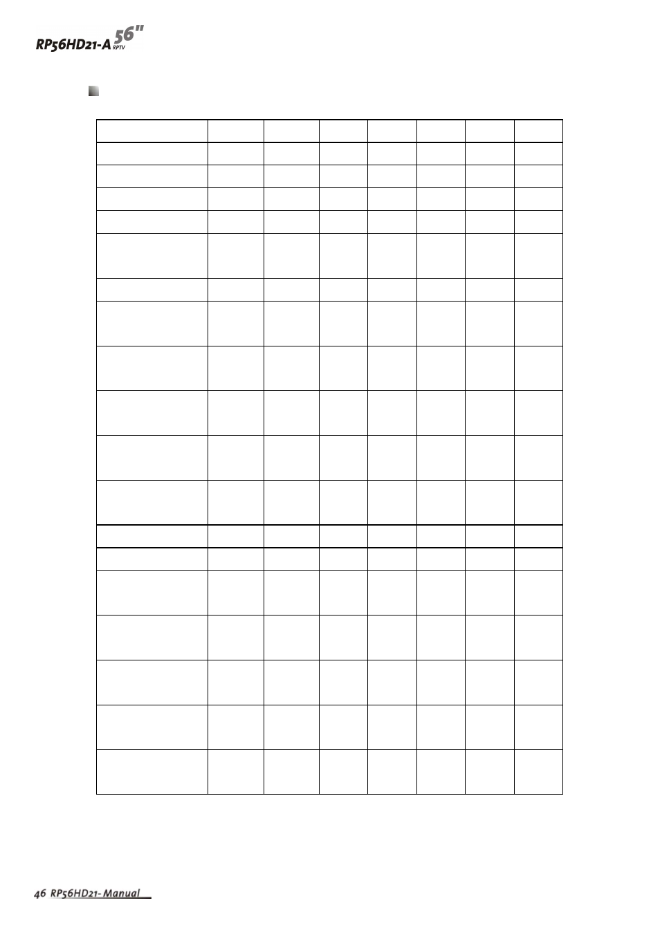 Preset timing chart & reference timing table | Vivitek RP56HD21-A User Manual | Page 49 / 62