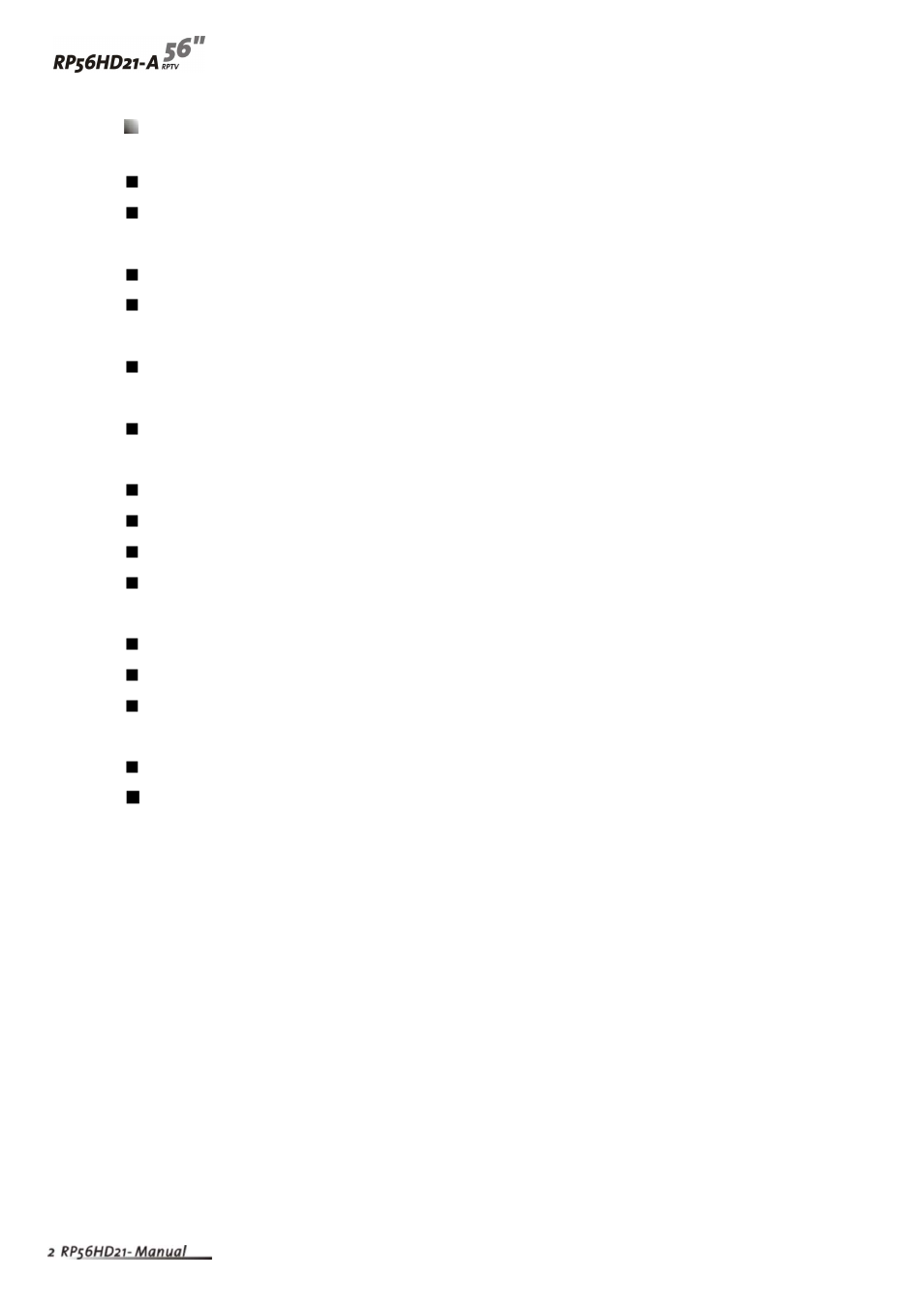 Features | Vivitek RP56HD21-A User Manual | Page 5 / 62