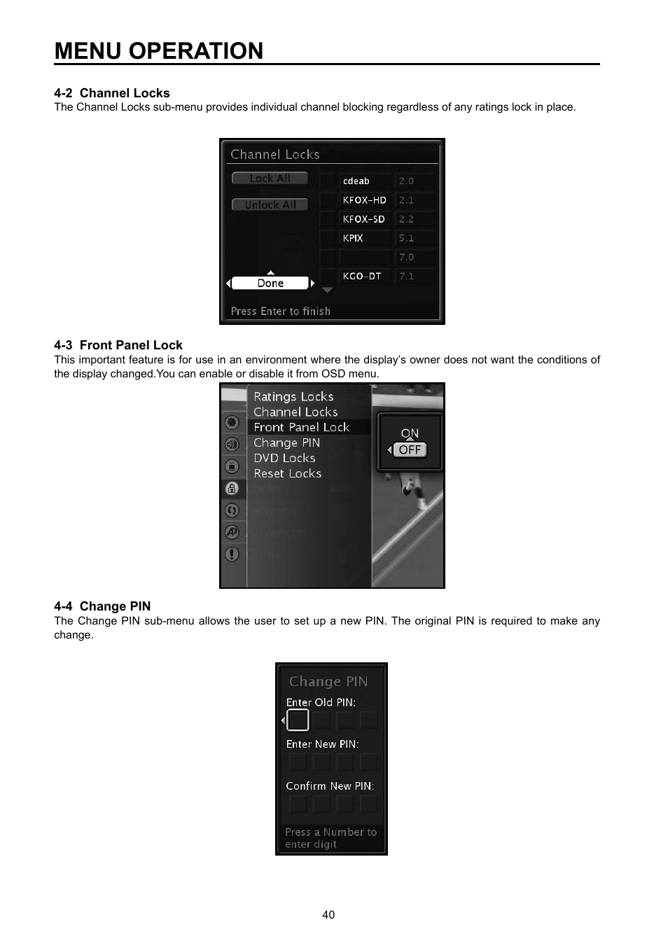 Menu operation | Vivitek DVD Combo User Manual | Page 41 / 66