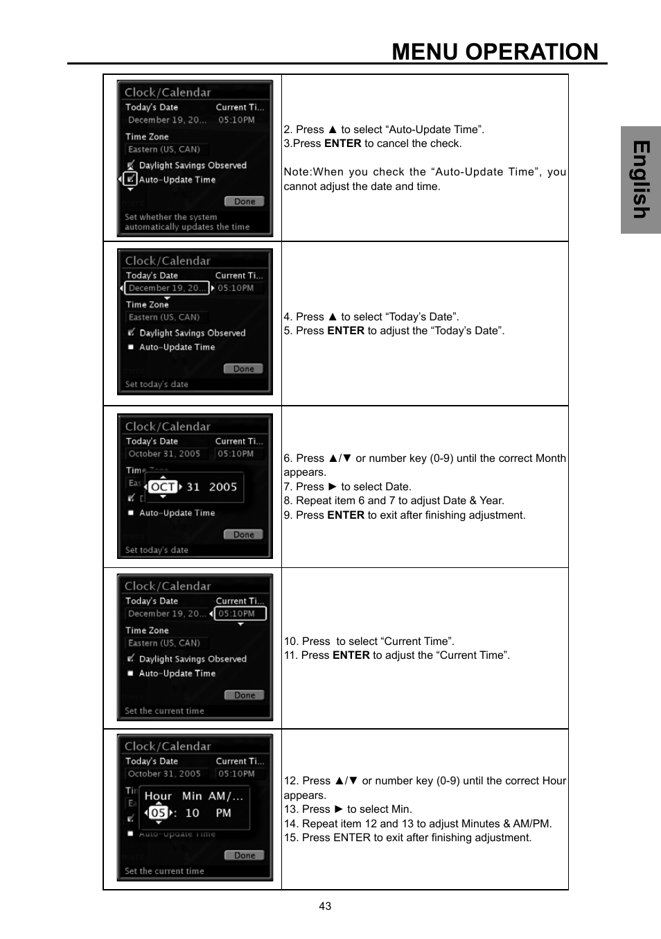 Menu operation, English | Vivitek DVD Combo User Manual | Page 44 / 66