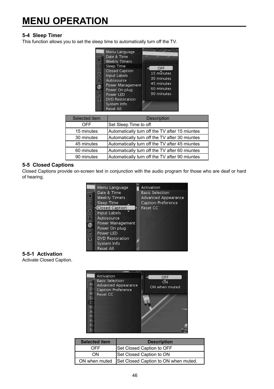Menu operation | Vivitek DVD Combo User Manual | Page 47 / 66