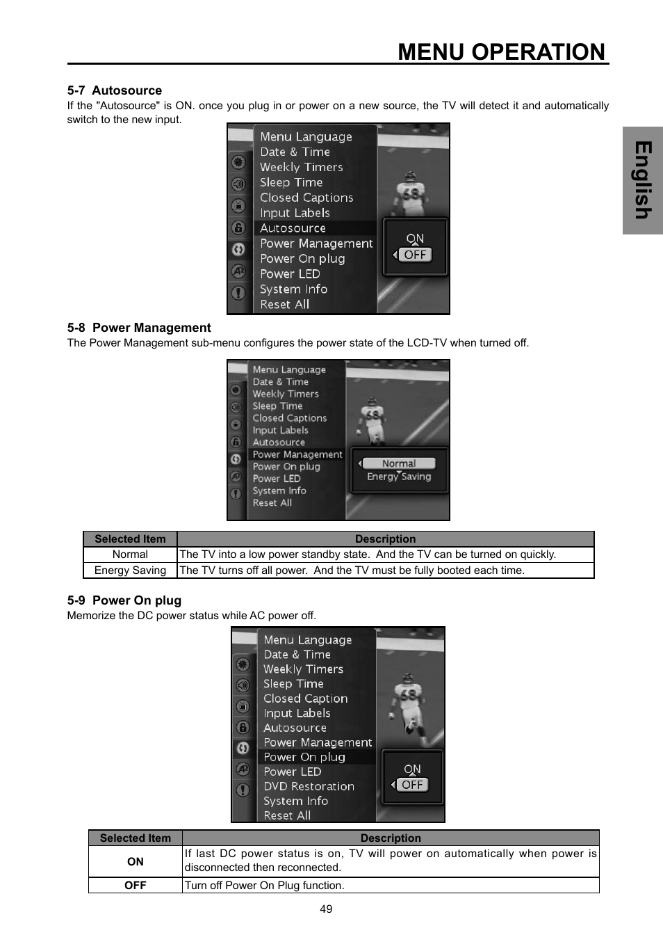 Menu operation, English | Vivitek DVD Combo User Manual | Page 50 / 66