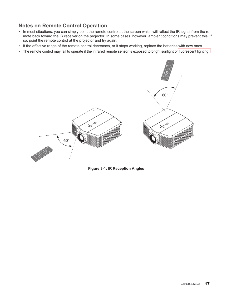 Notes on remote control operation, Notes.on.remote.control.operation | Vivitek H9080FD User Manual | Page 17 / 73