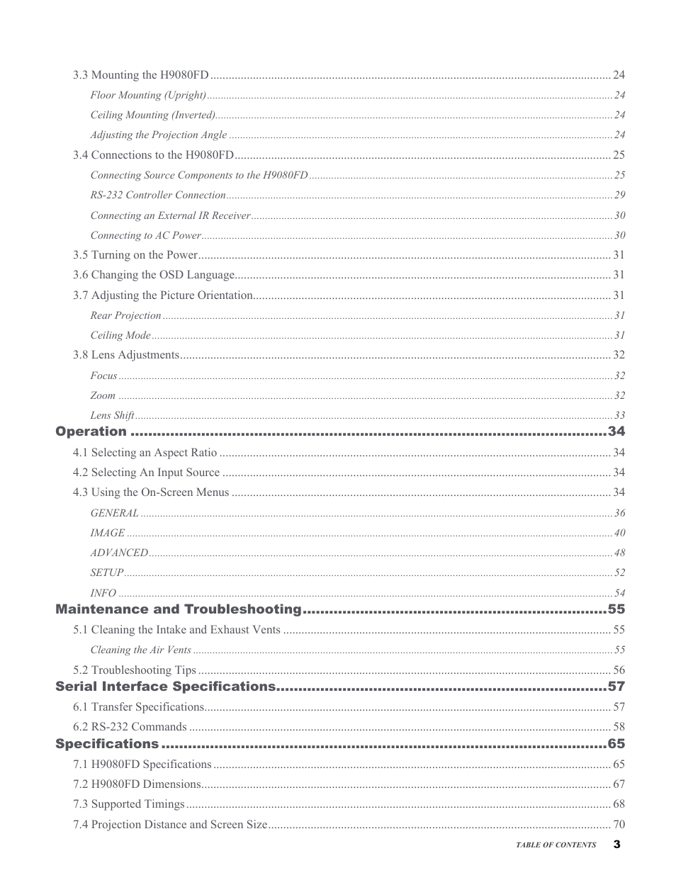 Vivitek H9080FD User Manual | Page 3 / 73